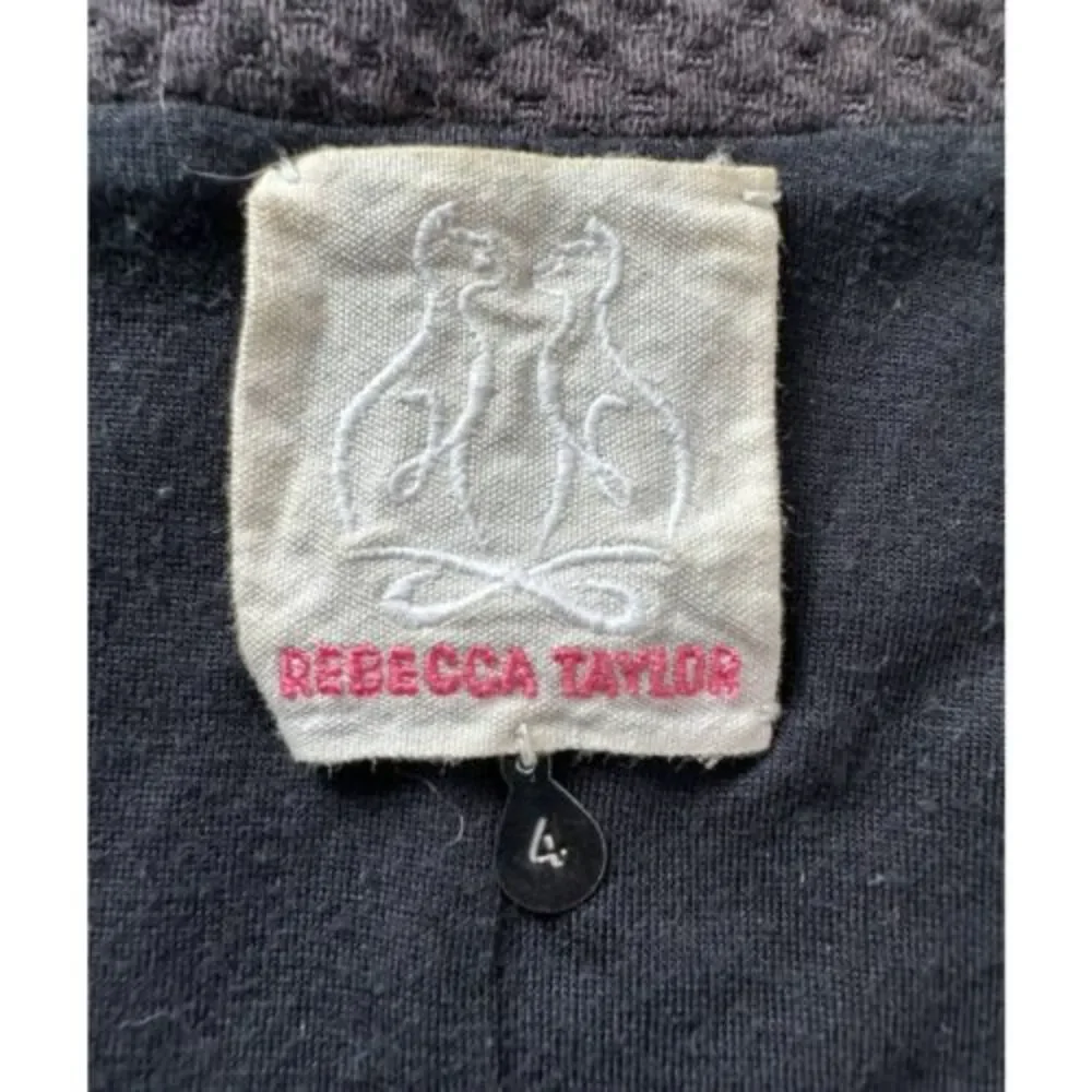 Rebecca Taylor Black Lattice Stretch Peplum Knit Blazer Size‎ 4